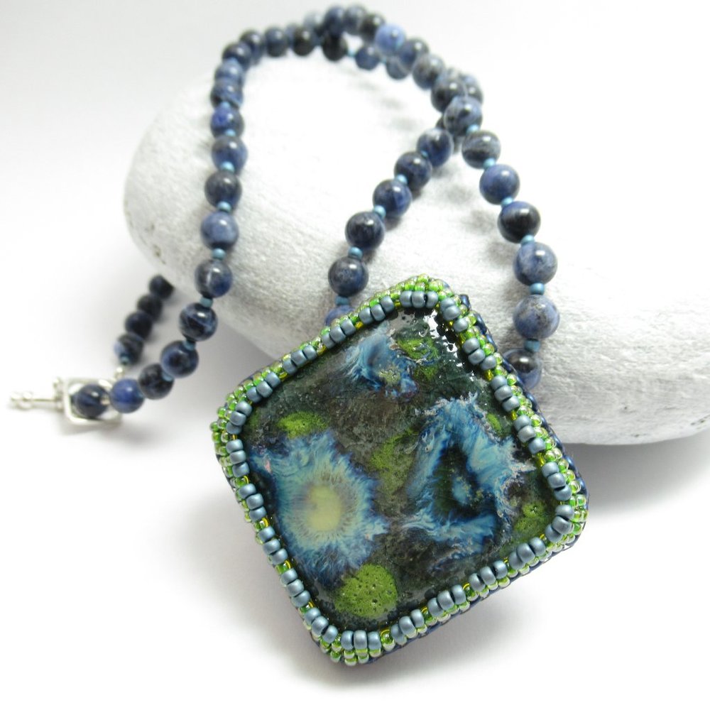 Artisan Ceramic cabochon necklace